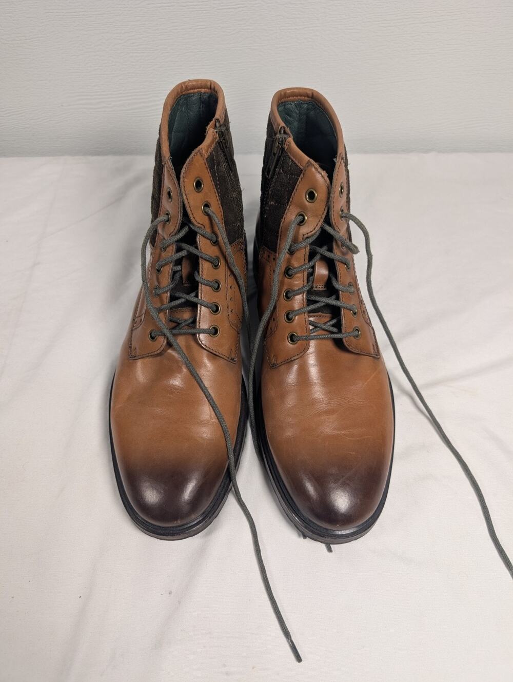Johnston & Murphy Men’s Brown Leather Wool Ankle Boots Side Zip Size 10M 27-1522